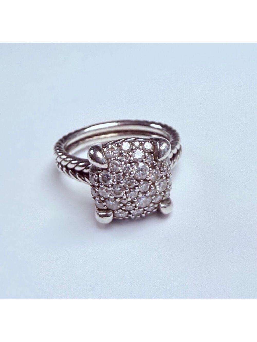 Authentic David Yurman Pave Diamond Chatelaine 925 Sterling Silver Ring $2300 - Picture 5 of 13